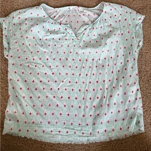 Women's Light Blue and Pink Patterned Top